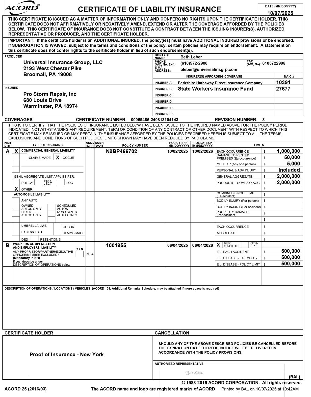 New York Roofing and Siding Repair License